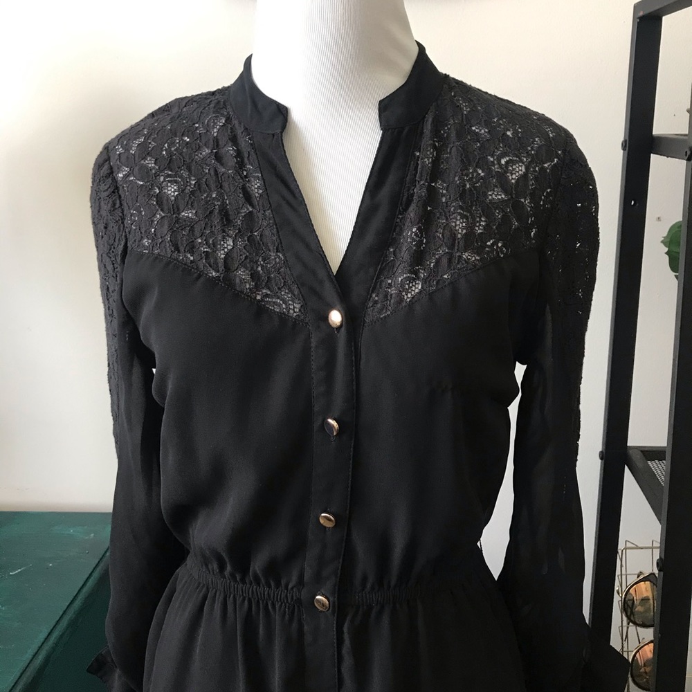 Lacy black (gold) button dress.